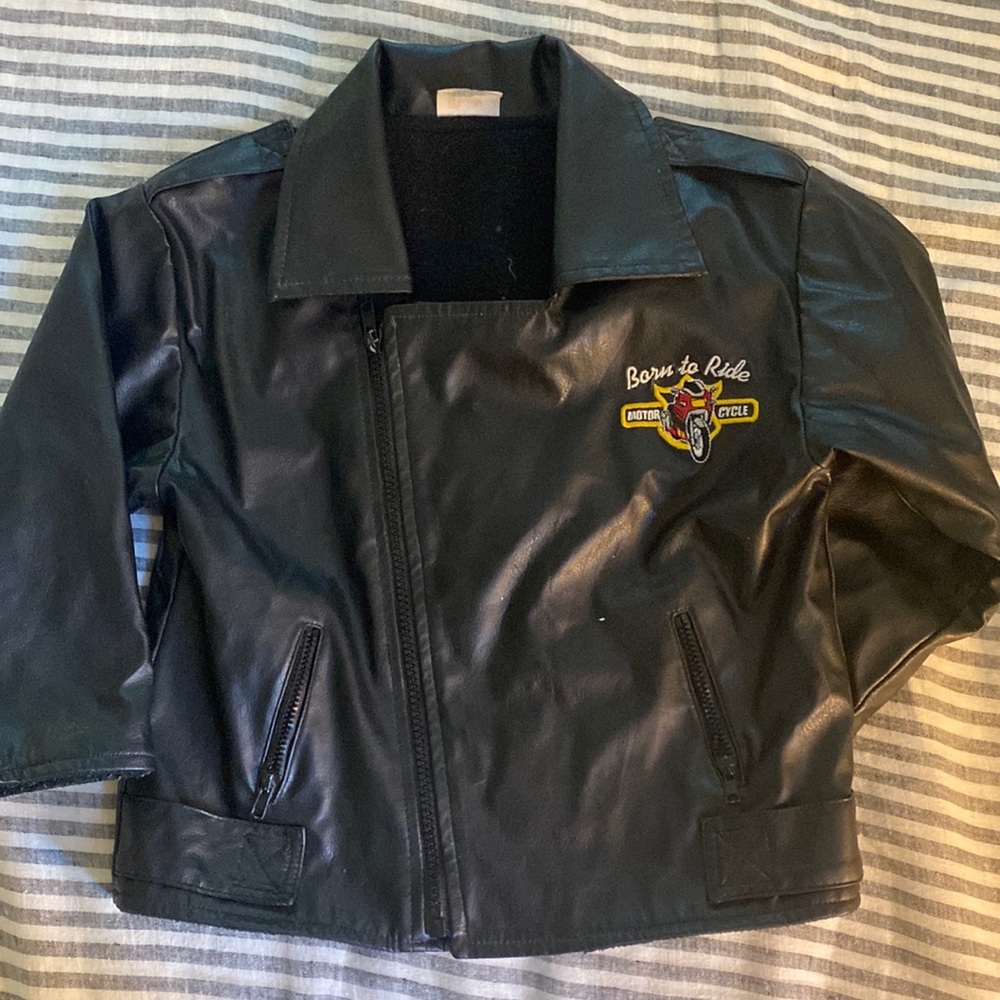 Vintage toddler leather (faux) biker jacket!
